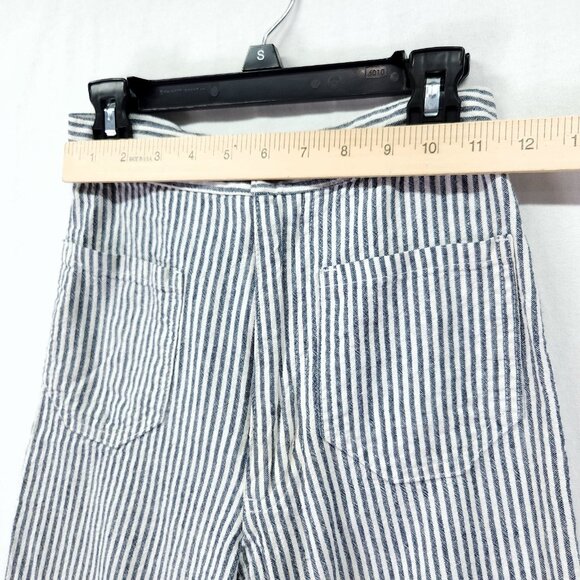 Lykke Wullf Basil Striped Linen Pants Size XS Cropped Wide Leg - Picture 4 of 15
